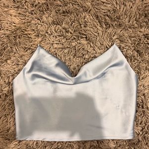 Satin Shirred Back Halter Top
